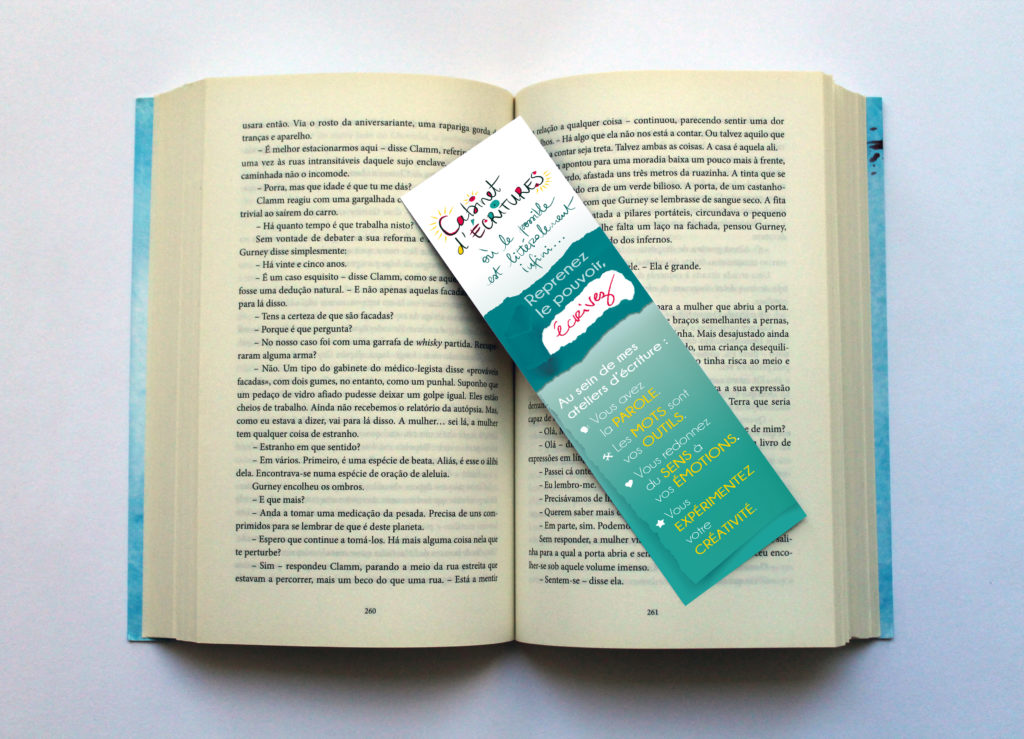 Marque page, bookmarker pour Le Cabinet d'Ecritures d'Elise Vandel à Toulouse