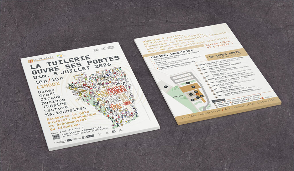 Flyer illustré des portes ouvertes de La Tuilerie du Limouxin.