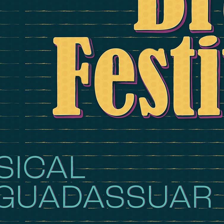 Détail du logotype et des typographies de l’affiche du Limoux Brass Festival 2026