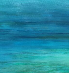 Essai de peinture associant des nuances de bleu et de turquoise.
