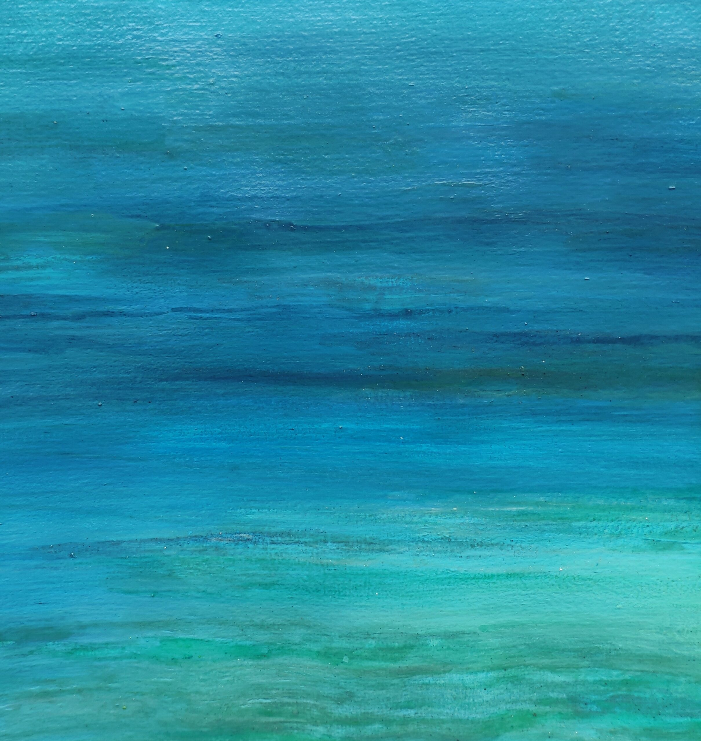 Essai de peinture associant des nuances de bleu et de turquoise.
