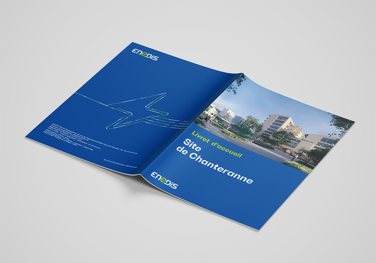 Couverture et quatrième de couverture du livret d’accueil du site Enedis Chanteranne à Clermont-Ferrand